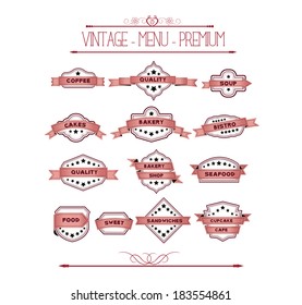 Collection of vintage retro food labels and badges