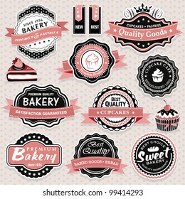 Collection of vintage retro food labels, badges and icons