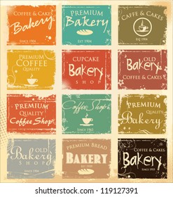 Collection of vintage retro grunge food labels