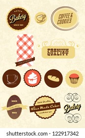 Collection of vintage retro grunge food labels, badges and icons