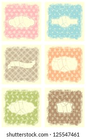Collection of vintage retro grunge food labels