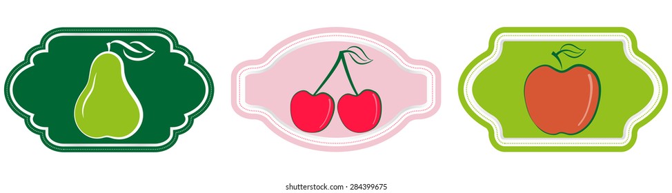 Collection of vintage retro grunge fresh fruit labels, badges and icons