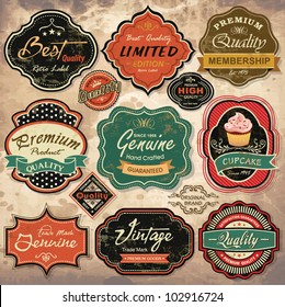 Collection of vintage retro grunge labels, badges and icons