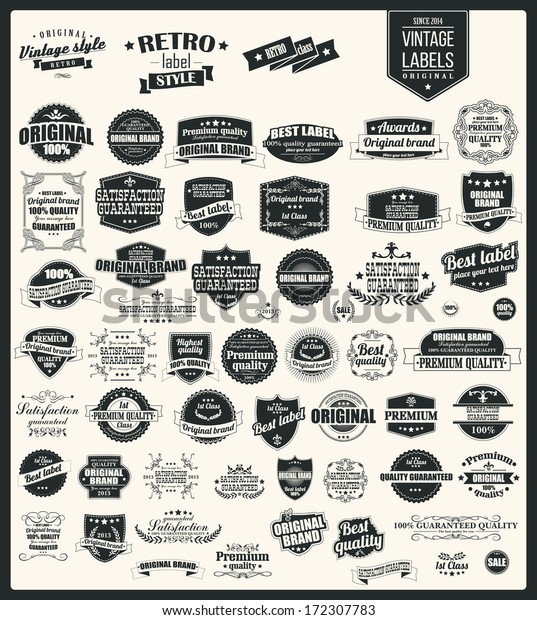 Collection Vintage Retro Labels Badges Stamps Stock Vector (Royalty ...