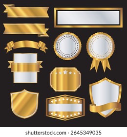 Collection of vintage retro premium quality golden badges and labels. blank sales badges sets.