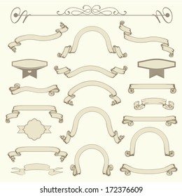 collection of vintage ribbons, vector banner design elements 