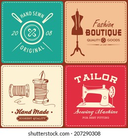 Collection of vintage sewing and tailor design element