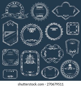 Collection of vintage stamps. Set of templates for labels. Grunge design    