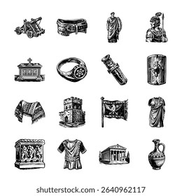 Collection of Vintage Style Ancient Roman Illustrations 

