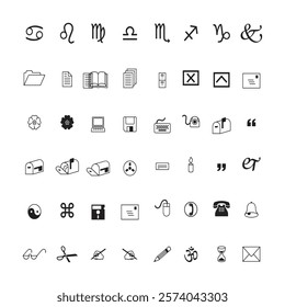 Collection of Vintage Style Computer and Communication Icons.