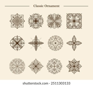 Collection of Vintage Style Decorative Ornament Design Elements in the Form of Vector Illustrations.
Beautiful Sketch Decoration.