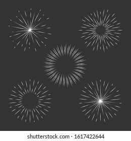 Collection of vintage sunburst shapes. Vintage design elements.