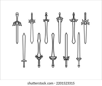 Colección de ilustraciones de espadas antiguas 