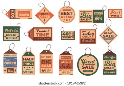 Collection of vintage tags or labels.
Big Sale with special discount offers concept. isolated vector illustration.