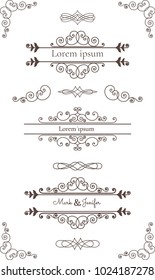 Colección de elementos decorativos caligráficos vintage: Marcos, bordes, viñetas, elementos decorativos