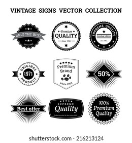 Collection of vintage vector logos and signs