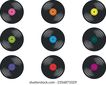 Collection of vinyls of different colors