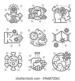 Collection of virus spread, personal hygiene, handover, worldwide infection. Vector prevention flu spread, medicine and healthcare design isolated on white background