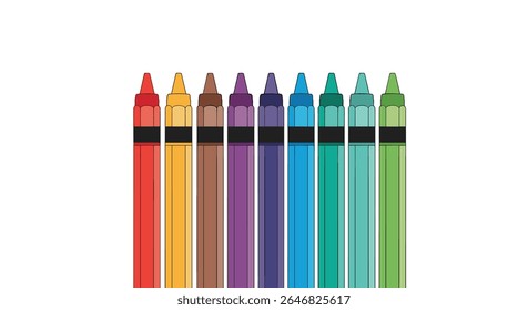 A Collection of Vivid Colorful Crayons Standing Upright Demonstrating a Spectrum of Hues and Creative Artistic Possibilities