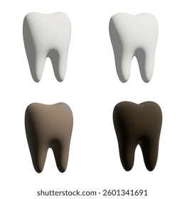 collection of volumetric good and bad human teeth close-up, 3D teeth