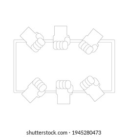 collection vote of hand on desk 