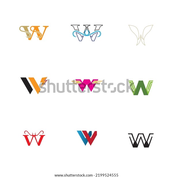 Collection W Letter Logos Good Store Stock Vector (Royalty Free ...