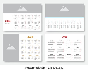 Colección de calendarios de pared a menudo 2024 con espacio para la imagen, más calendario anual de 2025, semana a partir del lunes