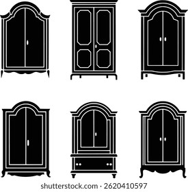Collection of wardrobe silhouettes classic furniture designs interior decor elements