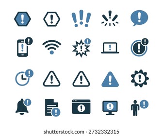 Colección de avisos y alertas para avisos y errores sobre fondo blanco