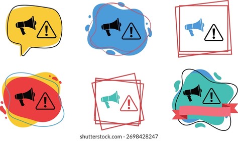 Colección de iconos de advertencia y anuncio