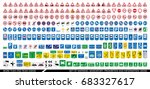 Collection of warning, mandatory, prohibition and information traffic signs. European traffic signs collection. Vector illustration. 