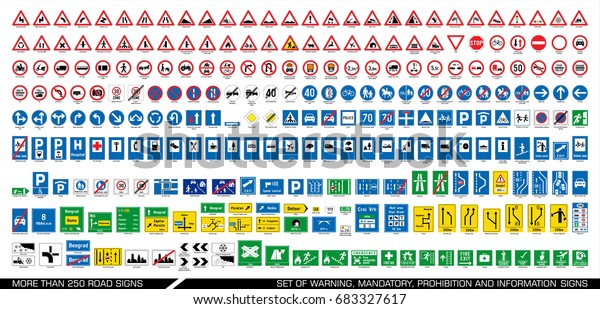 警告 必須 禁止 情報の交通標識の収集 ヨーロッパの交通標識の収集 ベクターイラスト のベクター画像素材 ロイヤリティフリー