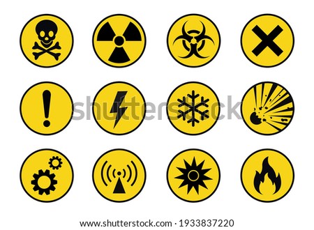 collection of warning signs.caution sign.