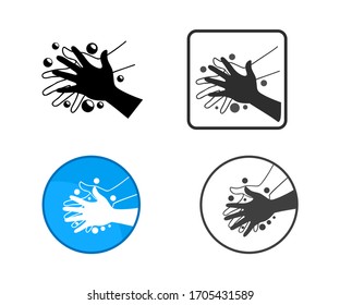 Sammlung von Händewaschen mit Seife zur Vorbeugung gegen Viren und Bakterien. Unterschreiben und Symbol Vektorillustration Illustration. Einzeln auf weißem Hintergrund.
