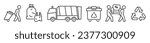 Collection of waste disposal and solid waste management - garbage, bulky waste, Garbage truck, recycling and more - vector editable thin line icons on white background