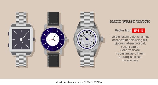 A collection of watch icons in a flat isolated vector illustration style with a white background.