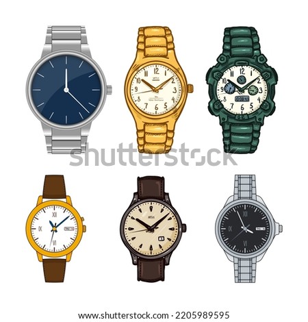 collection of watches vector images, top view. perfect for social media backgrounds