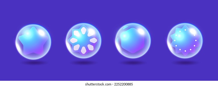 collection of water bubble element design set of various shapes. water drops, bubbles