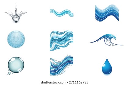 collection of water different style
