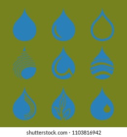 Collection of water drop icons. Elements of design. Vector.