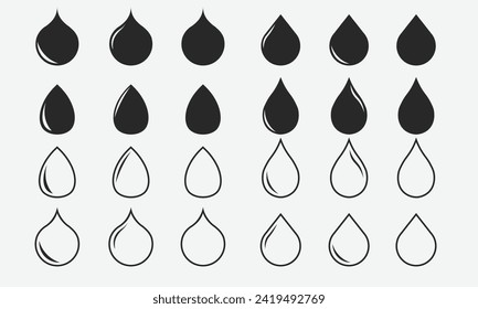 colección de iconos de la gota de agua, iconos de agua en el vector