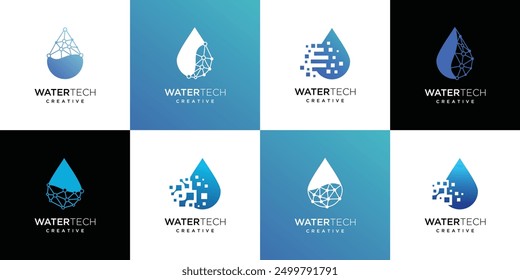 collection of Water Drop Logo vector Templates. Technology water logo icon	