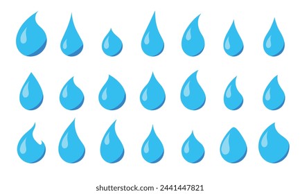 Collection of water drops. Hand drawn vector art.