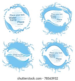 Collection of  water frames. Splashes. (vector illustration)