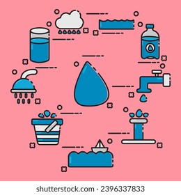 collection of water icon vector