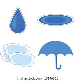 Collection of water related elements in blue