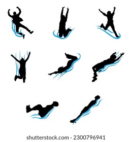 collection of water slide silhouette vector