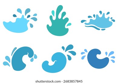 Collection of Water Splash in Different Shapes Illustration