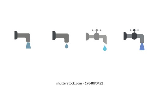 Iconos de la colección de grifos de agua. Vector.