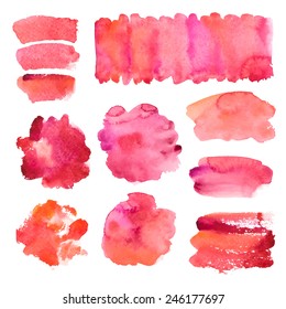 Collection of watercolor banners/ blots, isolated on white / Vector illustration